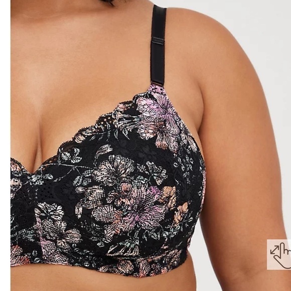 NWT Torrid Lightly Lined Wireless Bra Lace Floral 360 Smoothing 40C - Picture 3 of 6